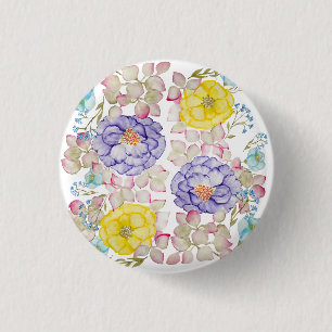 Badge Rond 2,50 Cm Aquarelle florale motif élégant