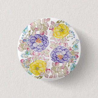 Badge Rond 2,50 Cm Aquarelle florale motif élégant