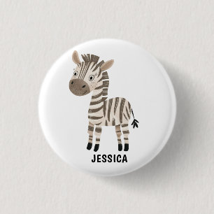 Badge Rond 2,50 Cm Aquarelle mignonne Noir et Blanc bébé Zèbre