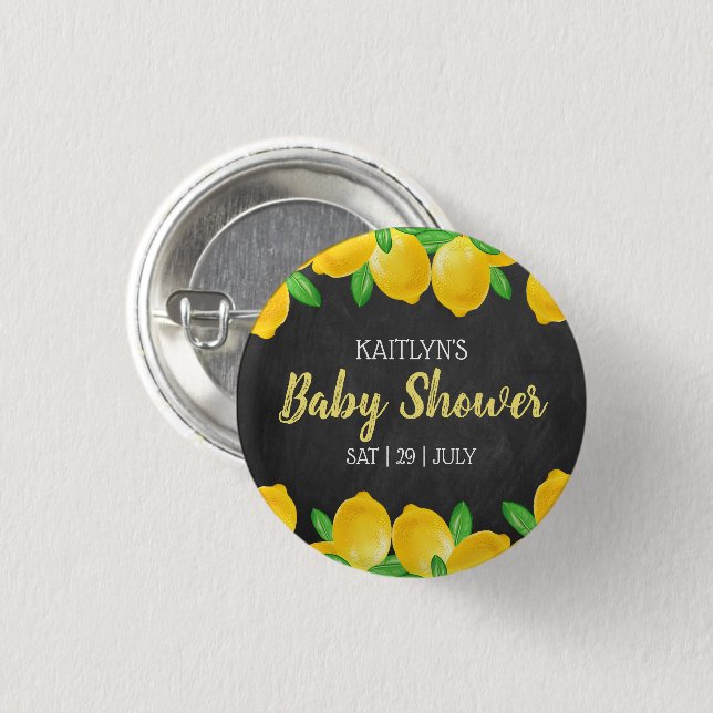 Badge Rond 2,50 Cm Aquarelle moderne Baby shower citronnier (Devant & derrière)
