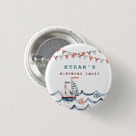 Badge Rond 2,50 Cm Aquarelle Nautique Anniversaire Monogramme