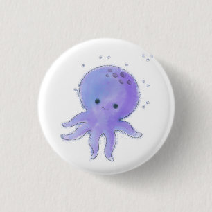 Badge Rond 2,50 Cm Aquarelle octopique violette claire