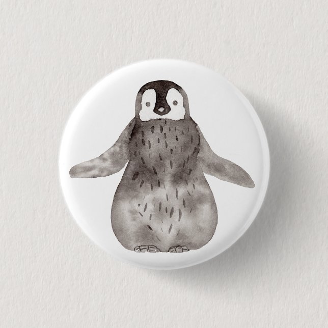 Badge Rond 2,50 Cm Aquarelle Pingouin mou (Devant)