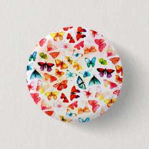 Badge Rond 2,50 Cm Aquarelle Whimsical Rainbow Forest Butterfly