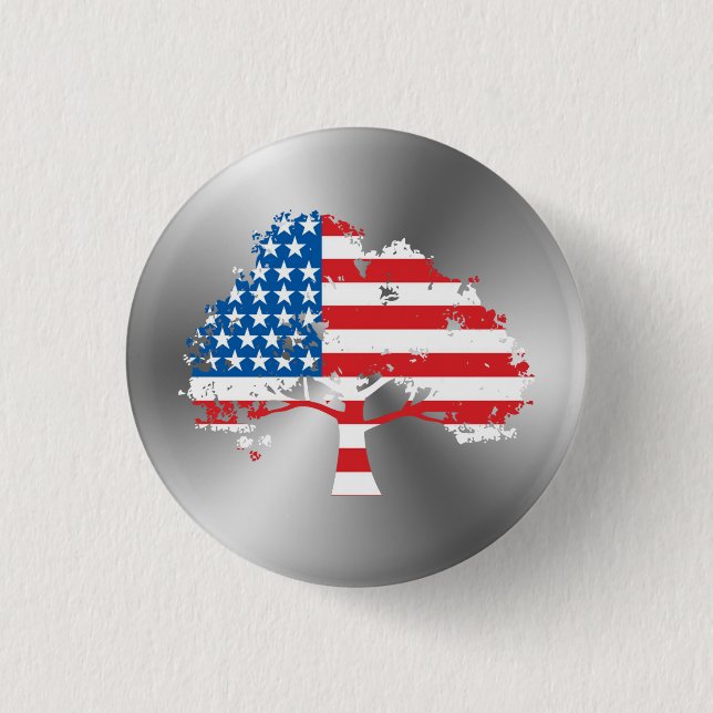 Badge Rond 2,50 Cm Arbre à drapeau américain (Devant)
