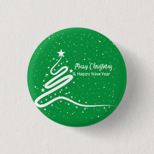 Badge Rond 2,50 Cm Arbre de Noël et neige