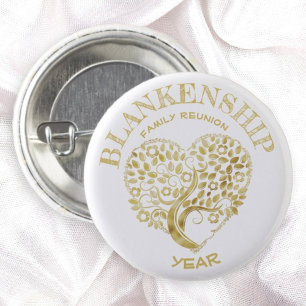 Badge Rond 2,50 Cm Arbre en forme de coeur d'or de la réunion familia