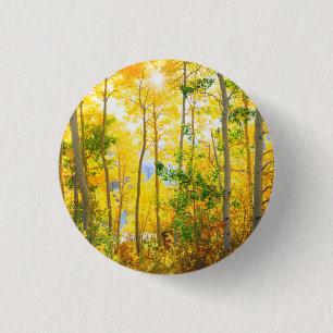 Badge Rond 2,50 Cm Arbres D'Aspen À L'Automne  Sierra Nevada Mountai