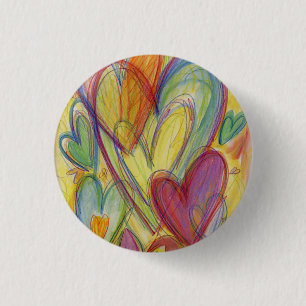 Badge Rond 2,50 Cm Arc en ciel Coeurs d'amour Bouton ou Pins d'ordina