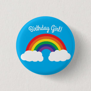 Badge Rond 2,50 Cm Arc-en-ciel et fête d'anniversaire mignonne de