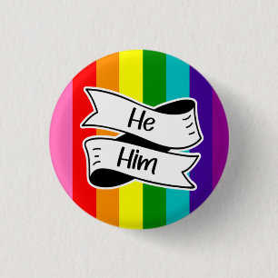 Badge Rond 2,50 Cm Arc-en-ciel - Insigne Pronoun
