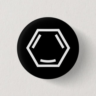 Badge Rond 2,50 Cm Arène heureux (simple, blanc)