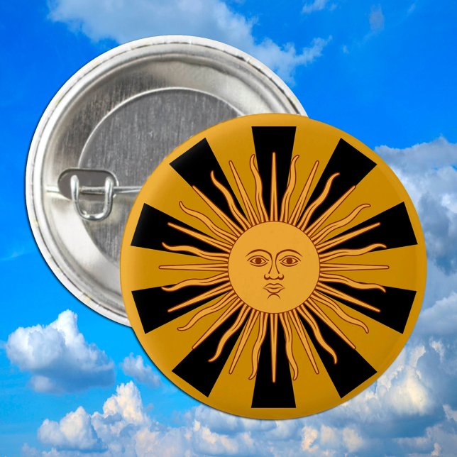 Badge Rond 2,50 Cm Argentine Golden Sun, Sol de Mayo mode (Créateur téléchargé)