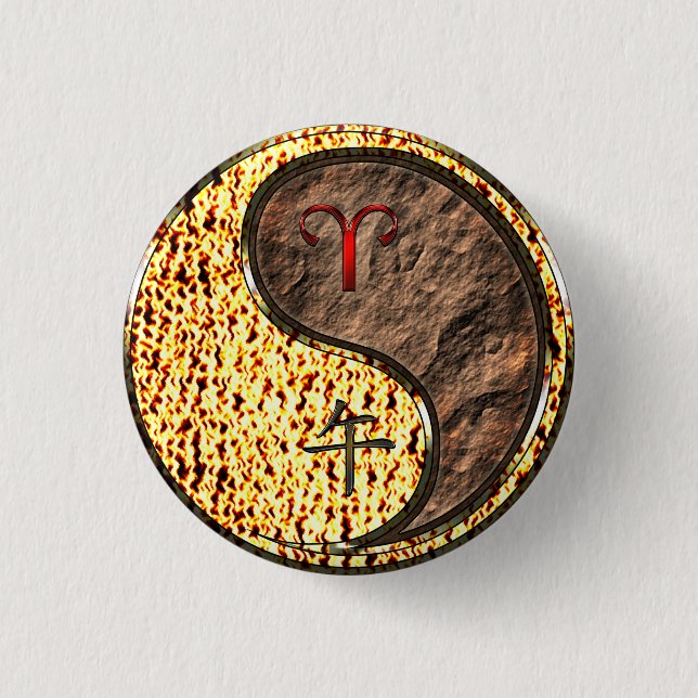 Badge Rond 2,50 Cm Aries & Earth Horse (Devant)