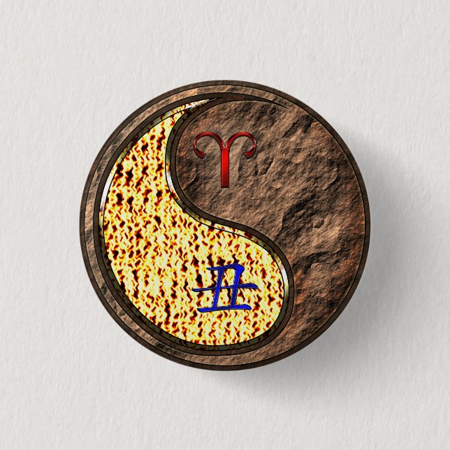 Badge Rond 2,50 Cm Aries et Earth Ox (Devant)