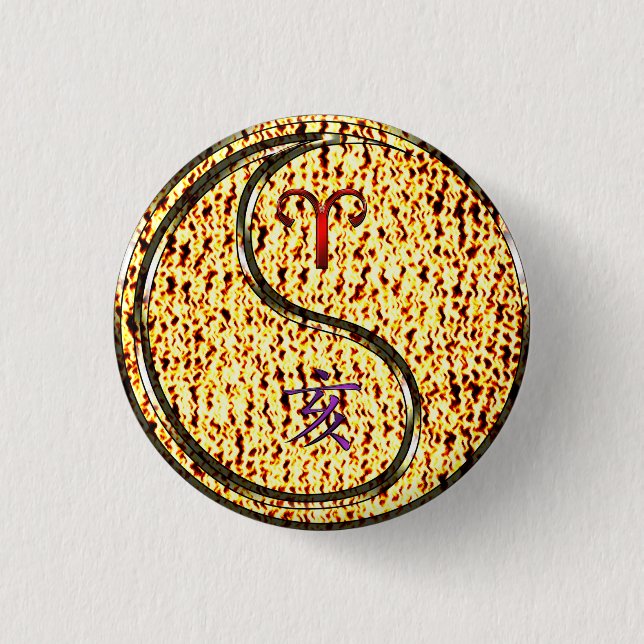 Badge Rond 2,50 Cm Aries et Fire Boar (Devant)