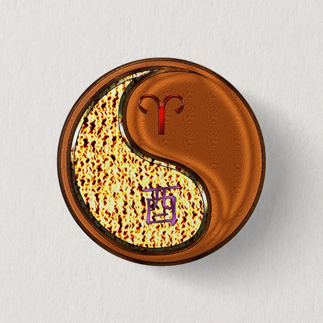 Badge Rond 2,50 Cm Aries & Wood Rooster (Devant)