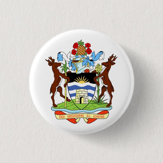 Badge Rond 2,50 Cm Armoiries d'Antigua-et-Barbuda (Devant)