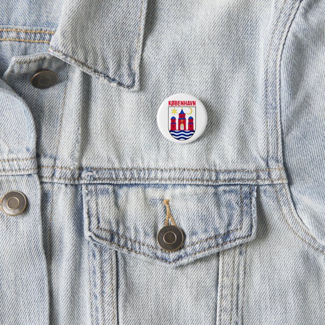 Badge Rond 2,50 Cm Armoiries de Copenhague - DANEMARK (En situation)