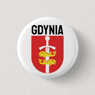 Badge Rond 2,50 Cm Armoiries de Gdynia, Pologne