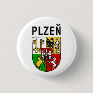 Badge Rond 2,50 Cm Armoiries de Plzeň, République tchèque