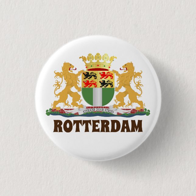 Badge Rond 2,50 Cm Armoiries de Rotterdam, Pays-Bas (Devant)