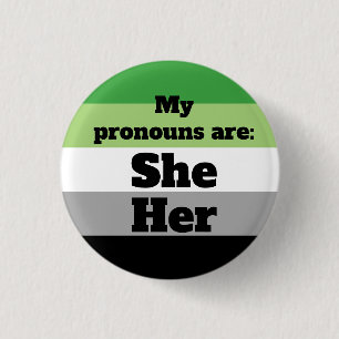 Badge Rond 2,50 Cm Aromantic/Aro Elle/Ses Pronononounes