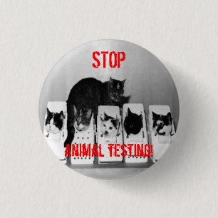 Badge Rond 2,50 Cm "ARRÊTEZ l'expérimentation animale ! Les "chats