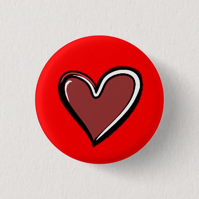 Badge Rond 2,50 Cm Arrière - plan Coeur-Rouge (Devant)