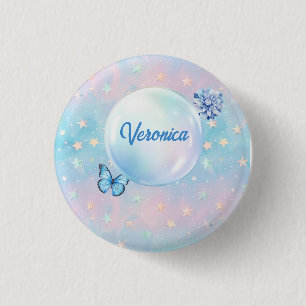 Badge Rond 2,50 Cm Arrière - plan étoilé bleu-rose