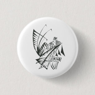 Badge Rond 2,50 Cm Art de tatouage tribal abstrait noir et blanc d'Ég