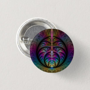 Badge Rond 2,50 Cm Art Fractal Abstrait coloré à motifs Trippy