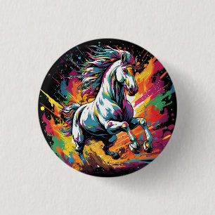 Badge Rond 2,50 Cm Art Pop Cheval de Course Vintage Groovy