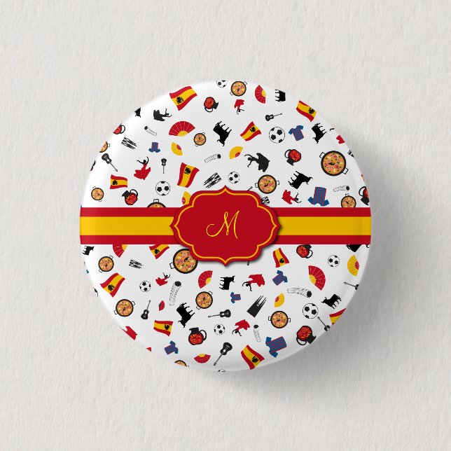 Badge Rond 2,50 Cm Articles espagnols avec le drapeau pour ajouter (Devant)