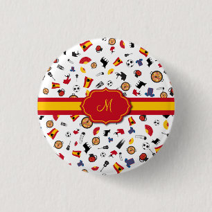 Badge Rond 2,50 Cm Articles espagnols avec le drapeau pour ajouter