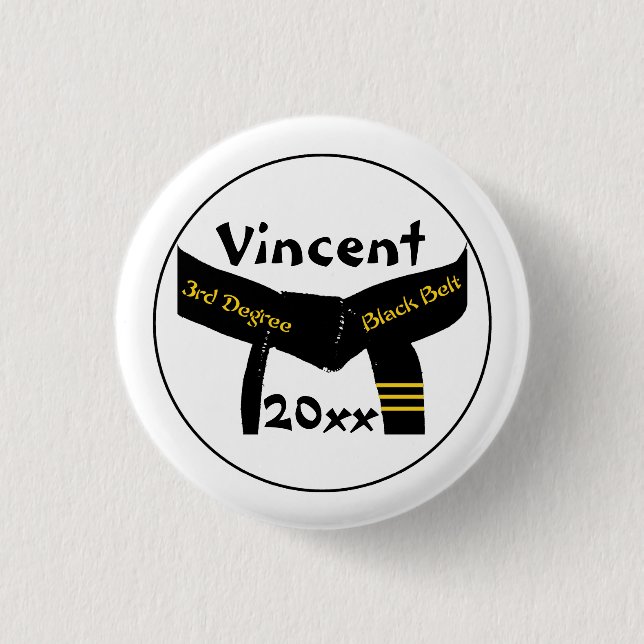 Badge Rond 2,50 Cm Arts martiaux 3e degré Ceinture noire (Devant)