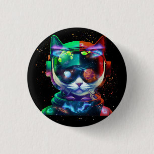 Badge Rond 2,50 Cm Astronaute de chat en costume spatial et casque da