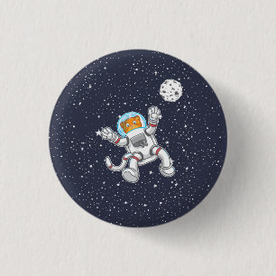 Badge Rond 2,50 Cm Astronome De Chat Dans L'Espace