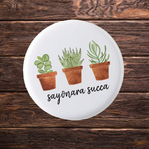 Badge Rond 2,50 Cm Au revoir Succa Aquarelle Succulentes Terracotta