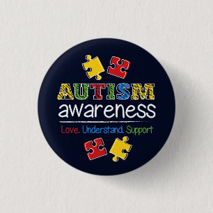 Badge Rond 2,50 Cm Autism Awareness Love Support Understand  Button