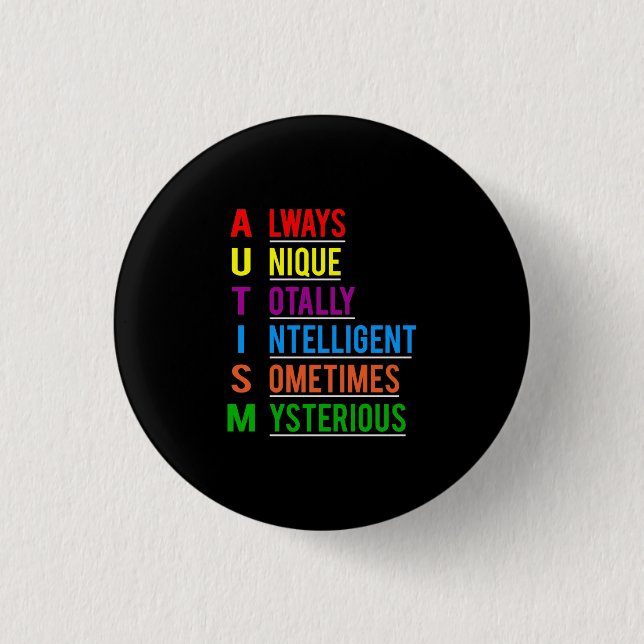 Badge Rond 2,50 Cm Autism Awesome Unique (Devant)