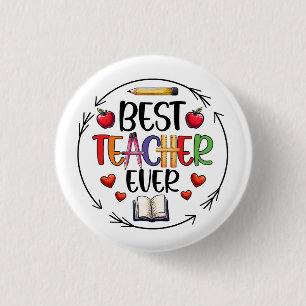 Badge Rond 2,50 Cm Autocollant Meilleur Enseignant Ever – Remerciemen