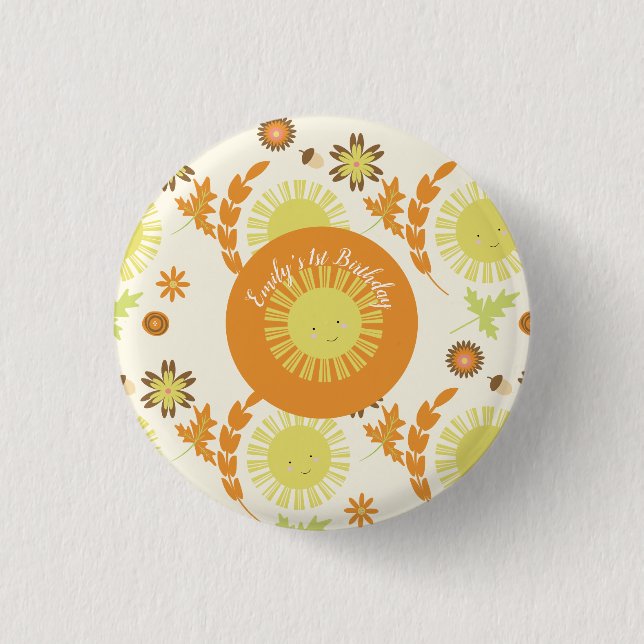 Badge Rond 2,50 Cm Automne Sunshine Automne Fête d'anniversaire (Devant)