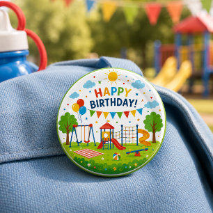Badge Rond 2,50 Cm Aventure de terrain de jeu 6e anniversaire Fête de