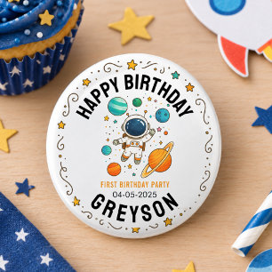 Badge Rond 2,50 Cm Aventure spatiale 1er anniversaire   Fête de l'esp
