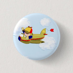 Badge Rond 2,50 Cm Avion baby shower