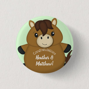 Badge Rond 2,50 Cm Baby shower à cheval