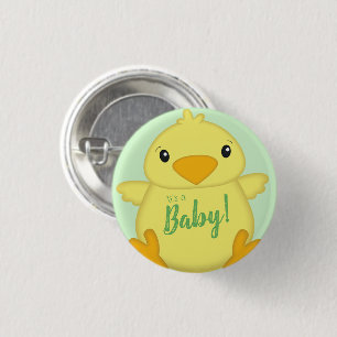 Badge Rond 2,50 Cm Baby shower blanc vert