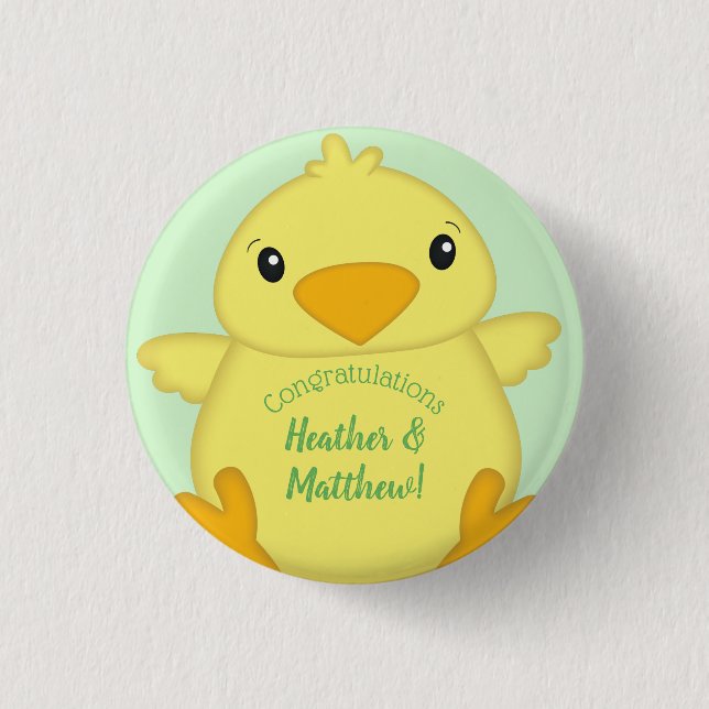Badge Rond 2,50 Cm Baby shower blanc vert (Devant)