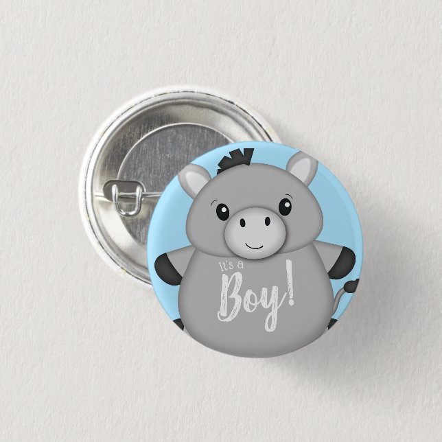 Badge Rond 2,50 Cm Baby shower bleu âne (Devant & derrière)